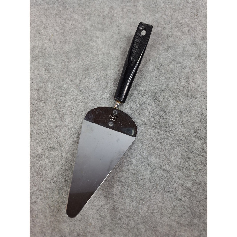 Vintage EKCO USA Pie Cake Server Stainless Steel Black Plastic Handle 10 Inch